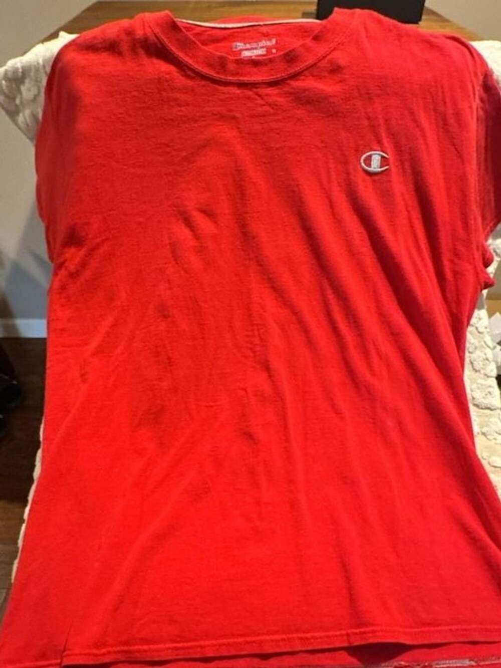 Champion Authentic Red T-Shirt with Embroidered C Logo Size L